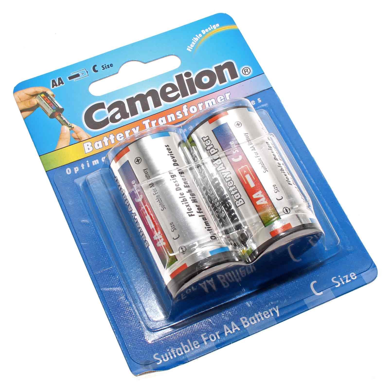 2er Pack Camelion Adapter Mignon AA auf in Baby C für Akkus und Batterien