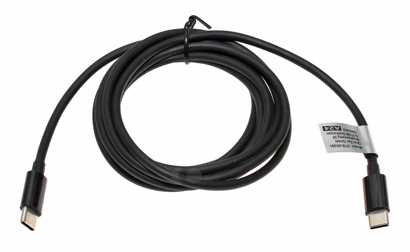 2m Datenkabel Ladekabel USB-C 2.0 Stecker auf USB-C 2.0 Stecker USB-PD bis 100W, schwarz