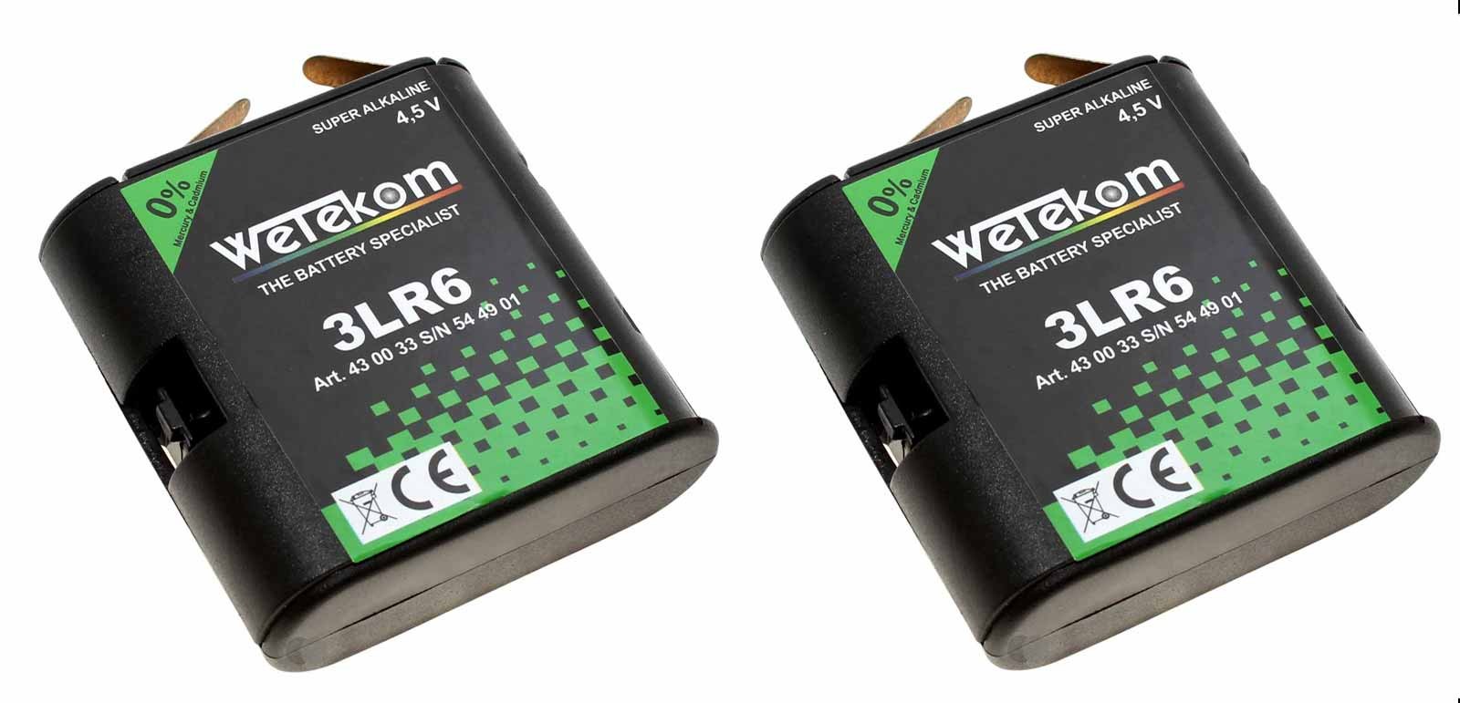 2x 4,5V Flachbatterie 3LR6 Adapter Batteriebox, Wechselgehäuse mit 3x AA Mignon Batterien