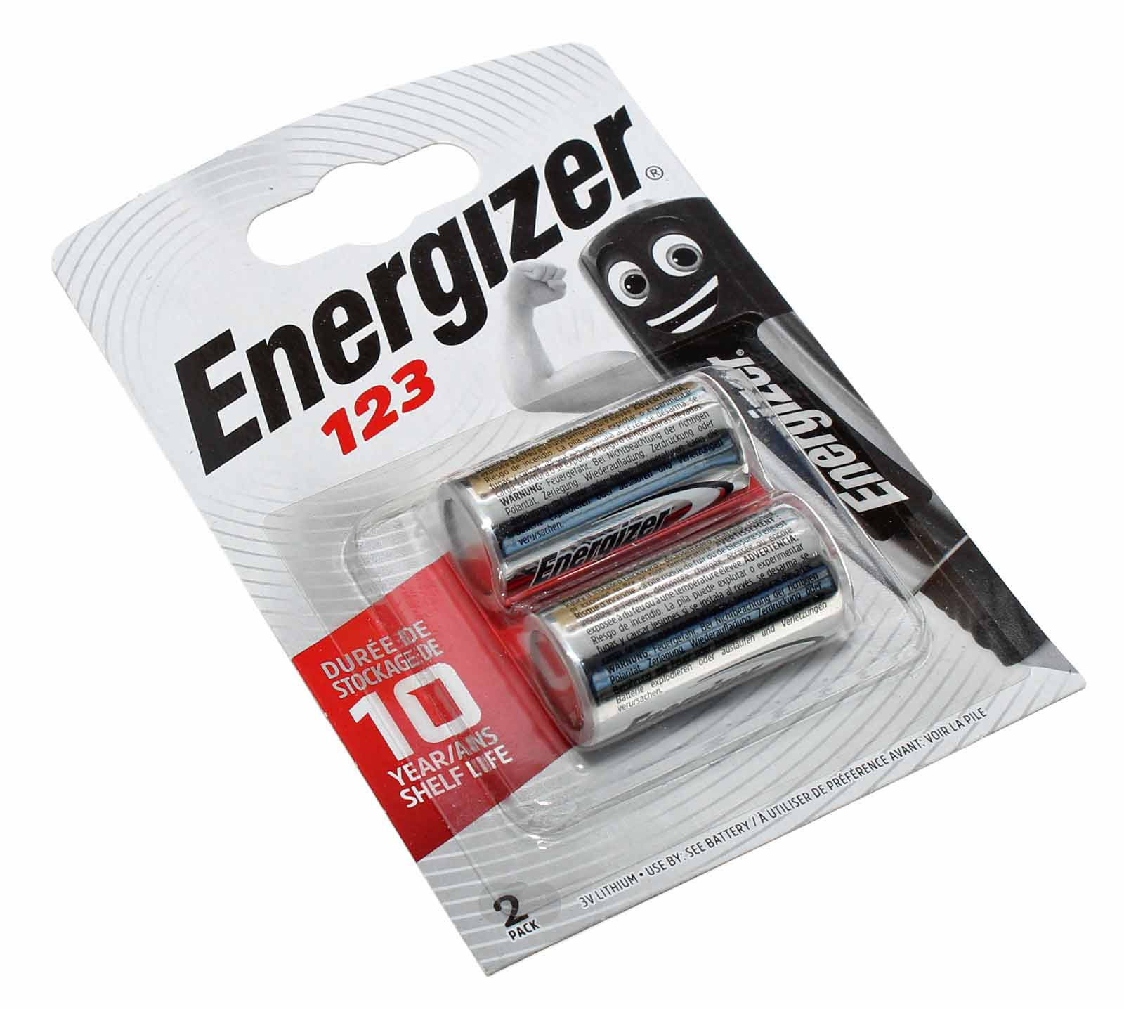 2x Energizer 123 (CR123) Lithium Foto Batterie, wie 5018LC, EL123AP, DL123A, CR17345, 3V, 1500mAh