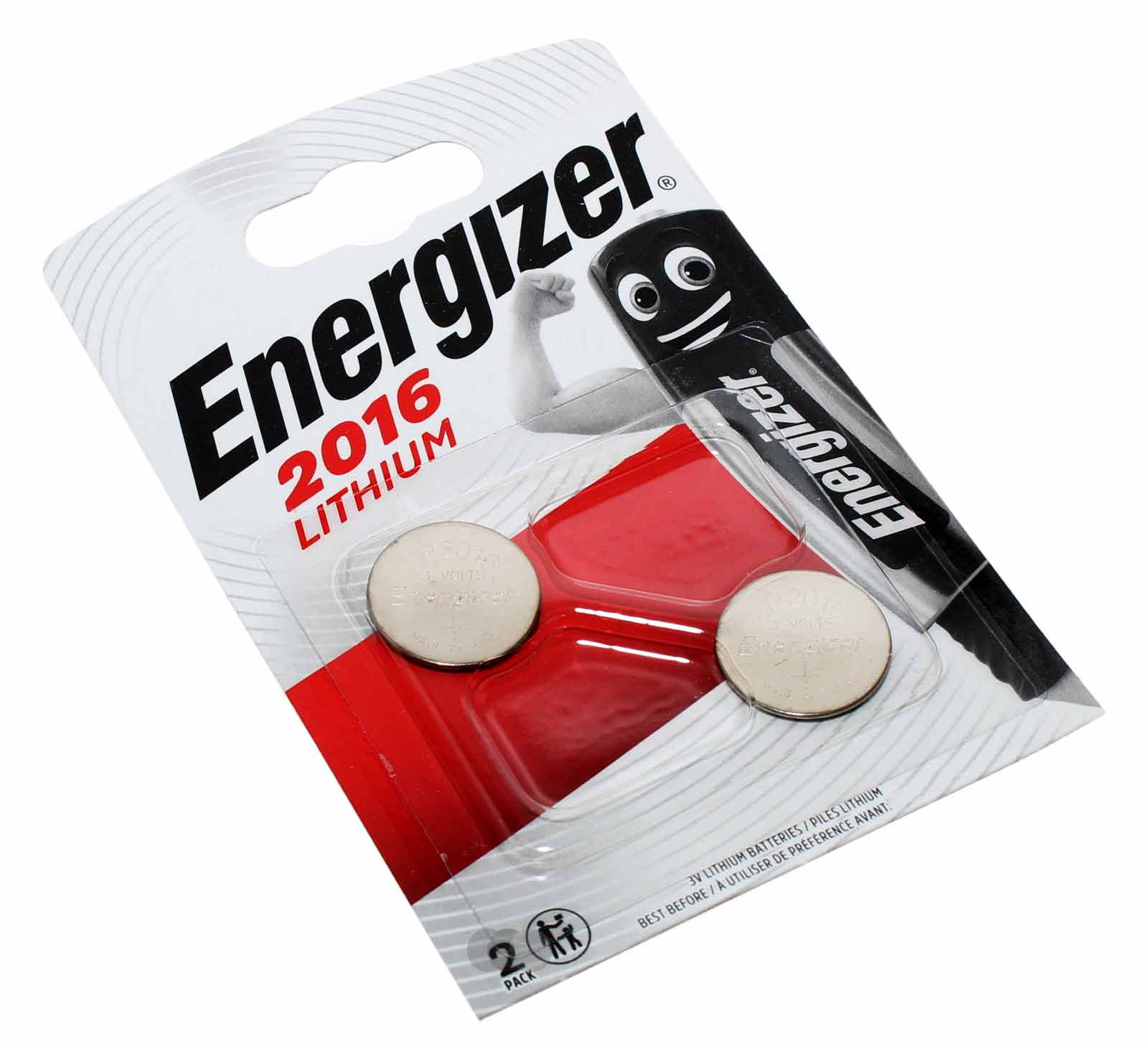 2x Energizer 2016 Lithium Knopfzelle Batterie (CR2016), BR2016, DL2016, ECR2016, 3V, 90mAh