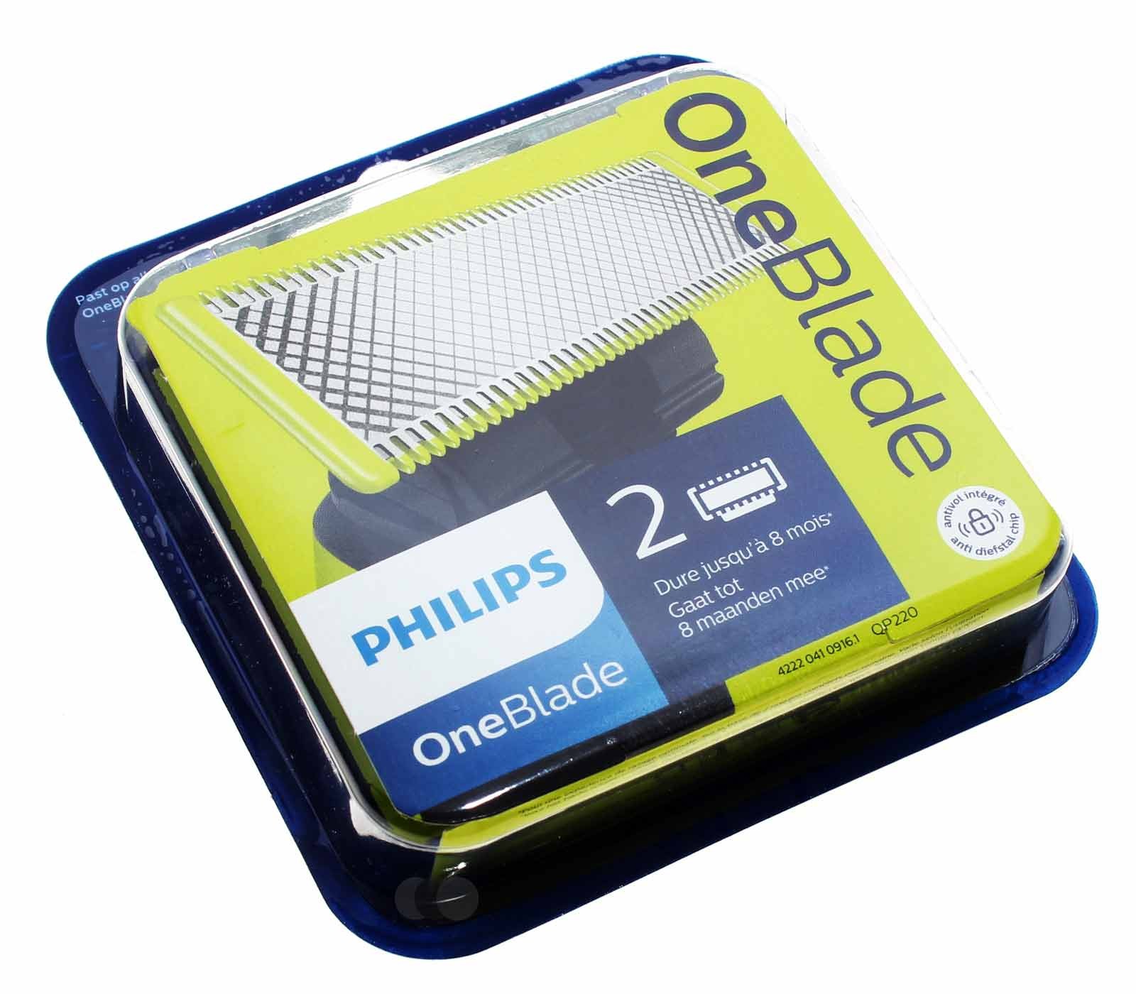 2 Stück Philips OneBlade Ersatz-Klingen im Set für alle OneBlade und OneBlade Pro Rasierer, Bartschneider, Ersatzteil Teilenummer QP220/50