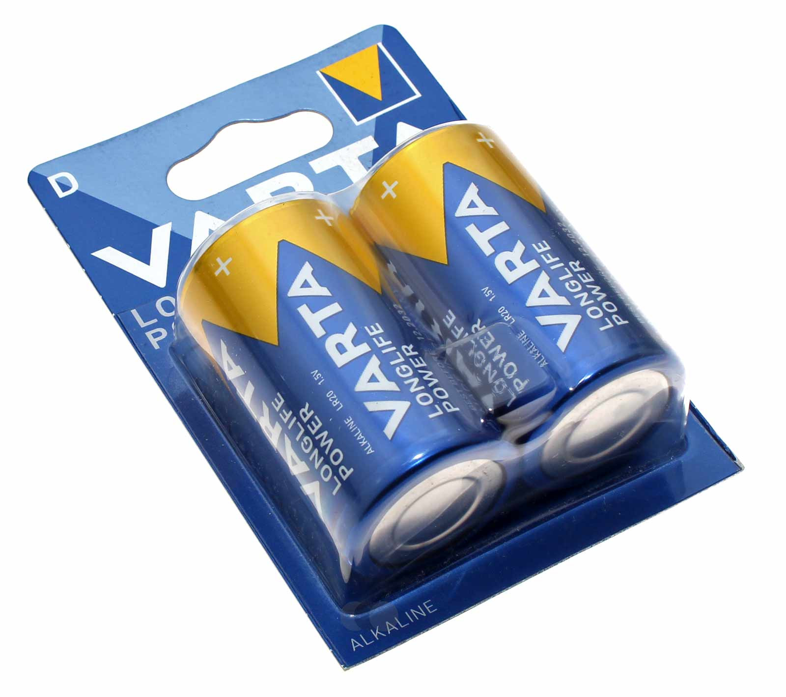 2x Varta LONGLIFE Power Mono D Alkaline Batterien, R20, MN1300, UM1, 1,5V