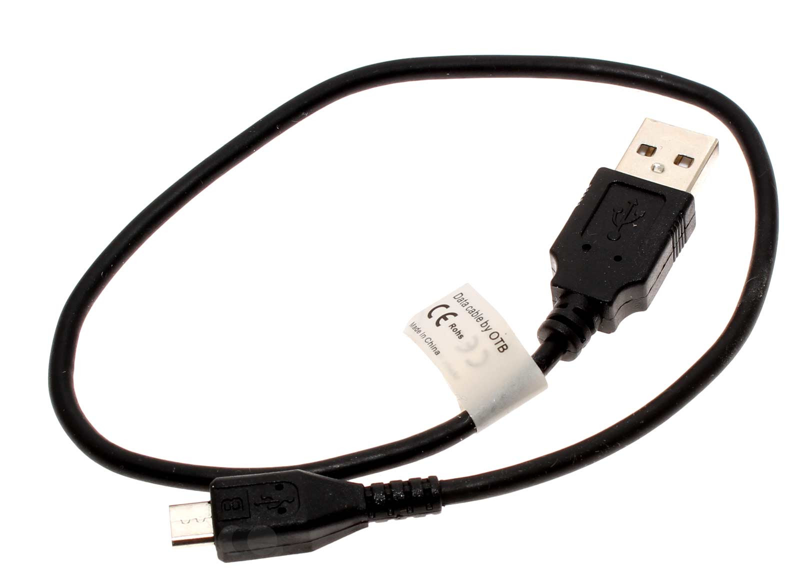 Schwarzes, 30cm langes USB-Datenkabel und Ladekabel, USB 2.0 Typ A auf Micro-USB, für Smartphone, Handy, Tablet u.a.