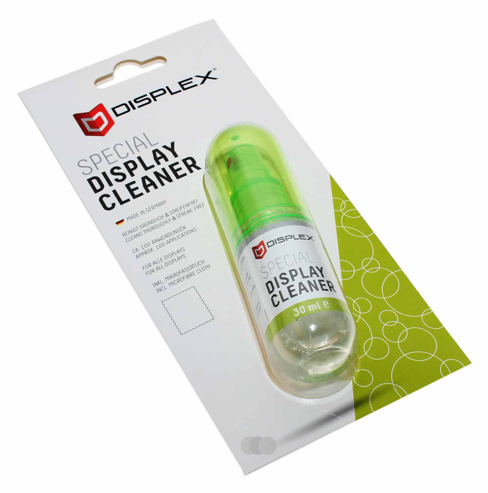 30ml Displex Special Display Cleaner Reiniger, Sprühflasche und Mikrofasertuch