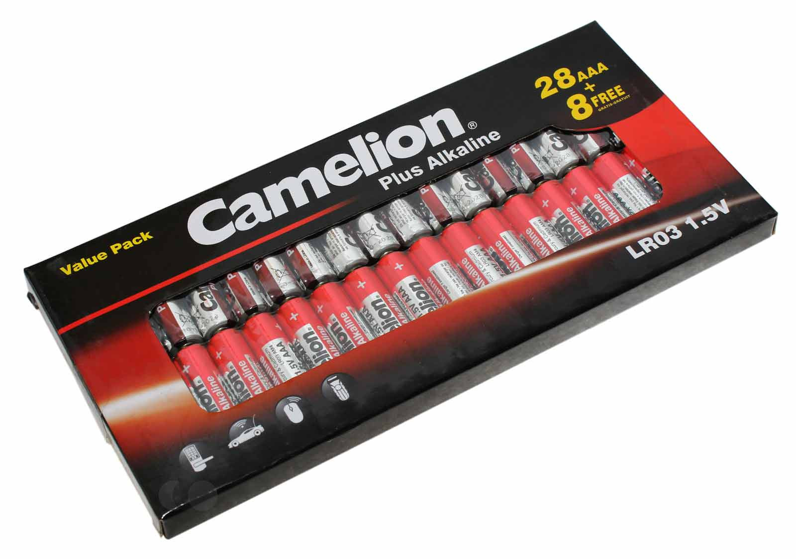 36x Camelion Plus Alkaline Batterie AAA Micro [28+8LR03-CB] AM4, MN2400, E92, 1,5V, 1250mAh