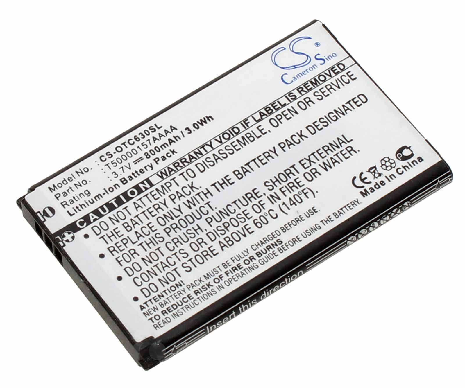 Alternativer Lithium-Ionen Akku für Alcatel Handys, Mobiltelefone mit 3,7 Volt und 800mAh Kapazität, ersetzt den original Akku B-C7, T50000157AAAA und T5001418AAAA