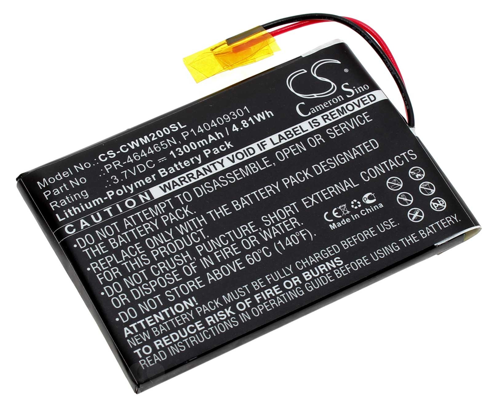 Alternativer Lithium-Polymer Akku für Cowon M2 (16Gb und 32 Gb) MP3 Player mit 3,7 Volt und 1300mAh Kapazität, ersetzt den original Akku P140409301 und PR-464465N