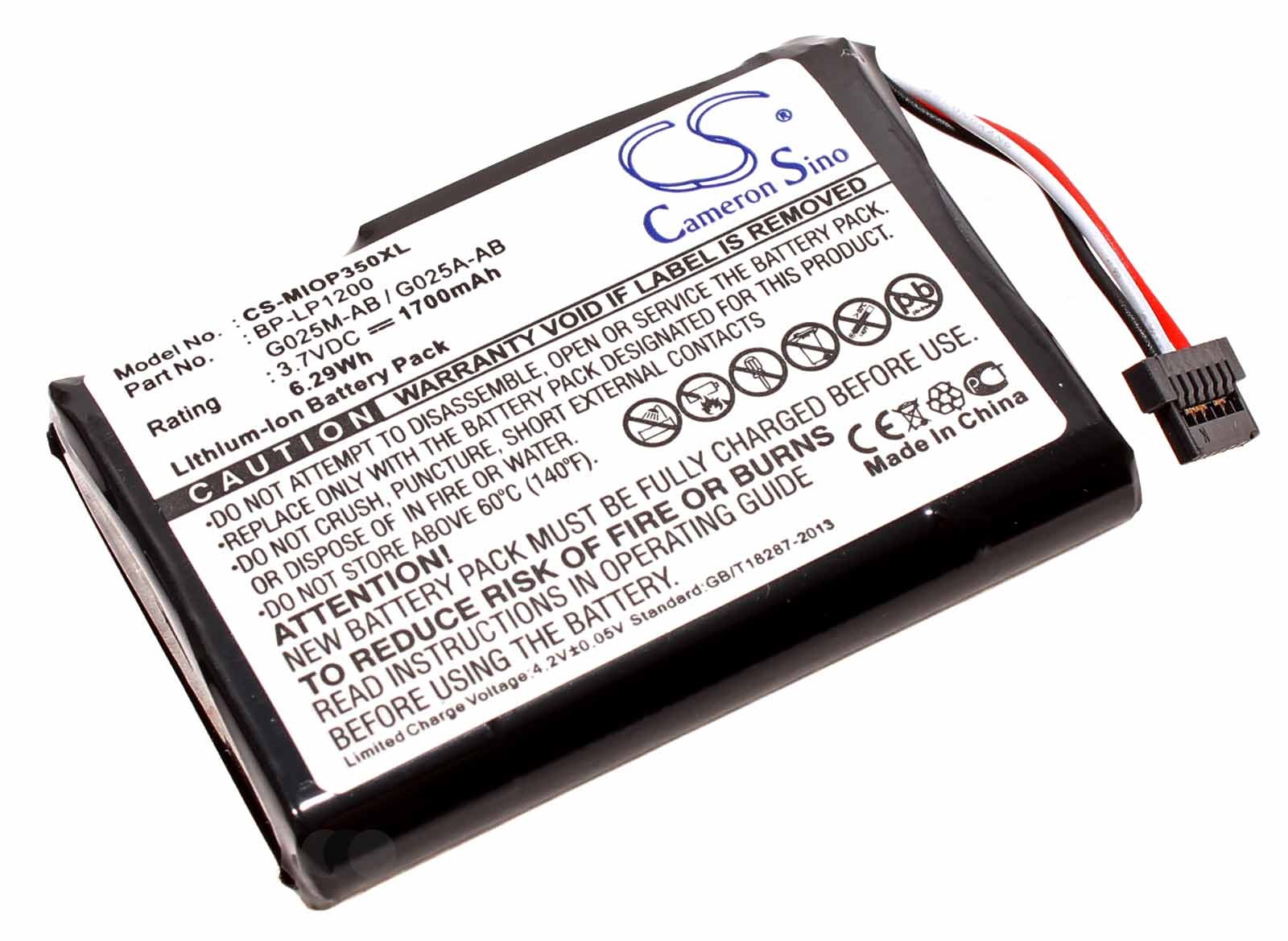 Alternativer Lithium-Ionen Akku für Medion, Mitac, Navigon, Navman PDA GPS Navigation mit 3,7 Volt und 1700mAh Kapazität