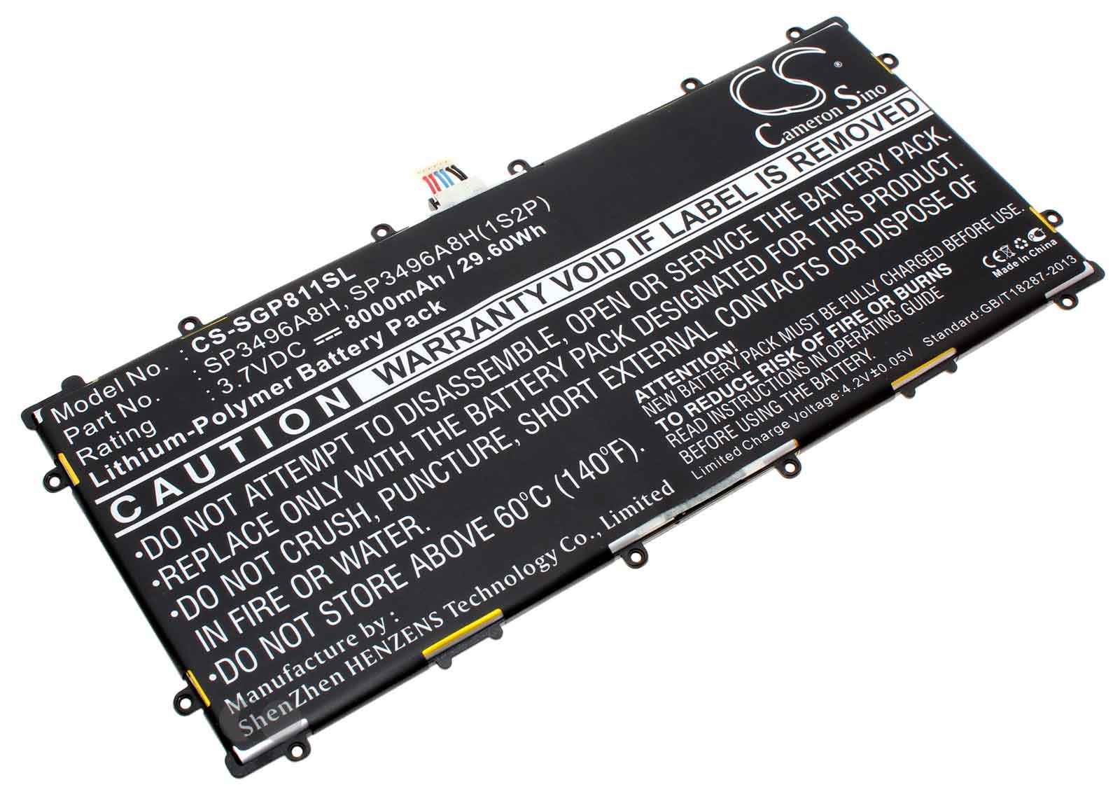Alternativer Lithium-Polymer Akku für Google Nexus 10, bzw. Samsung GT-P8110 (GTP8110-HA32ARB) Tablet mit 3,7 Volt und 8000mAh Kapazität, ersetzt den original Akku SP3496A8H und SP3496A8H(1S2P)