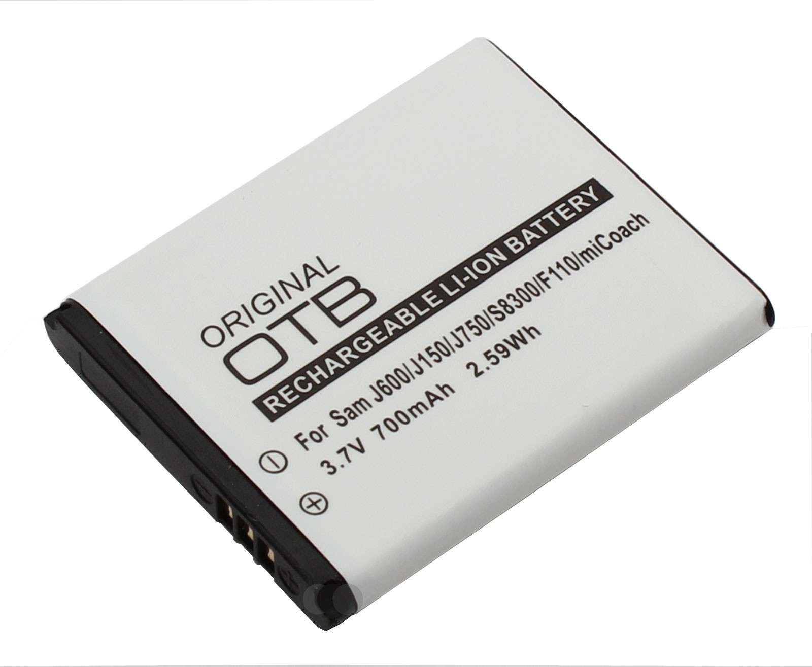 Alternativer Lithium-Ionen Akku für Samsung Handy, Smartphone, Mobiltelefon mit 3,7 Volt und 700mAh Kapazität. Ersetzt den original Akku AB483640BE und AB483640BU