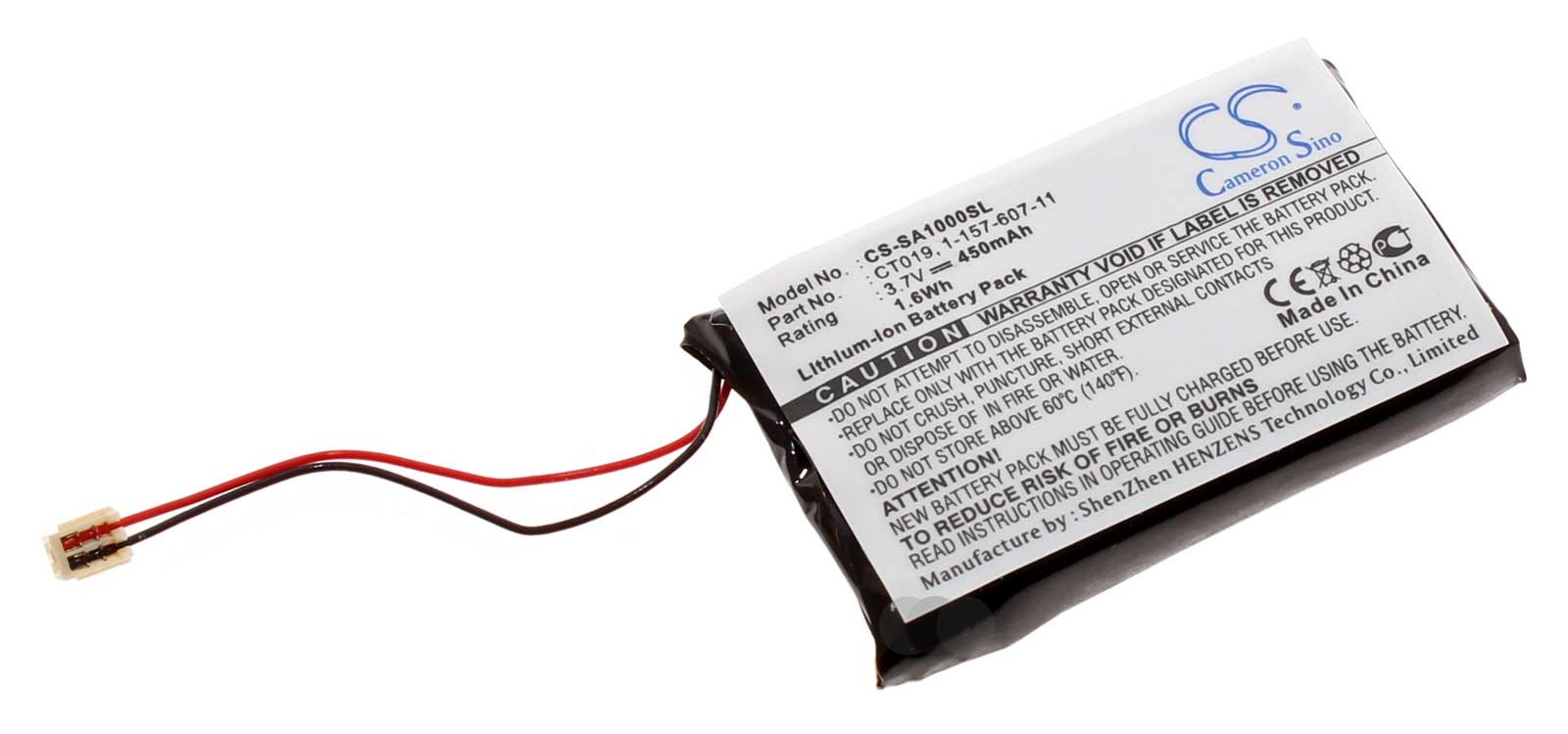 Alternativer Lithium-Ionen Akku für Sony NW-A1000, NW-A1200 Walkman, MP3-Player mit 3,7 Volt und 450mAh Kapazität, ersetzt den original Akku 1-157-607-11 und CT019