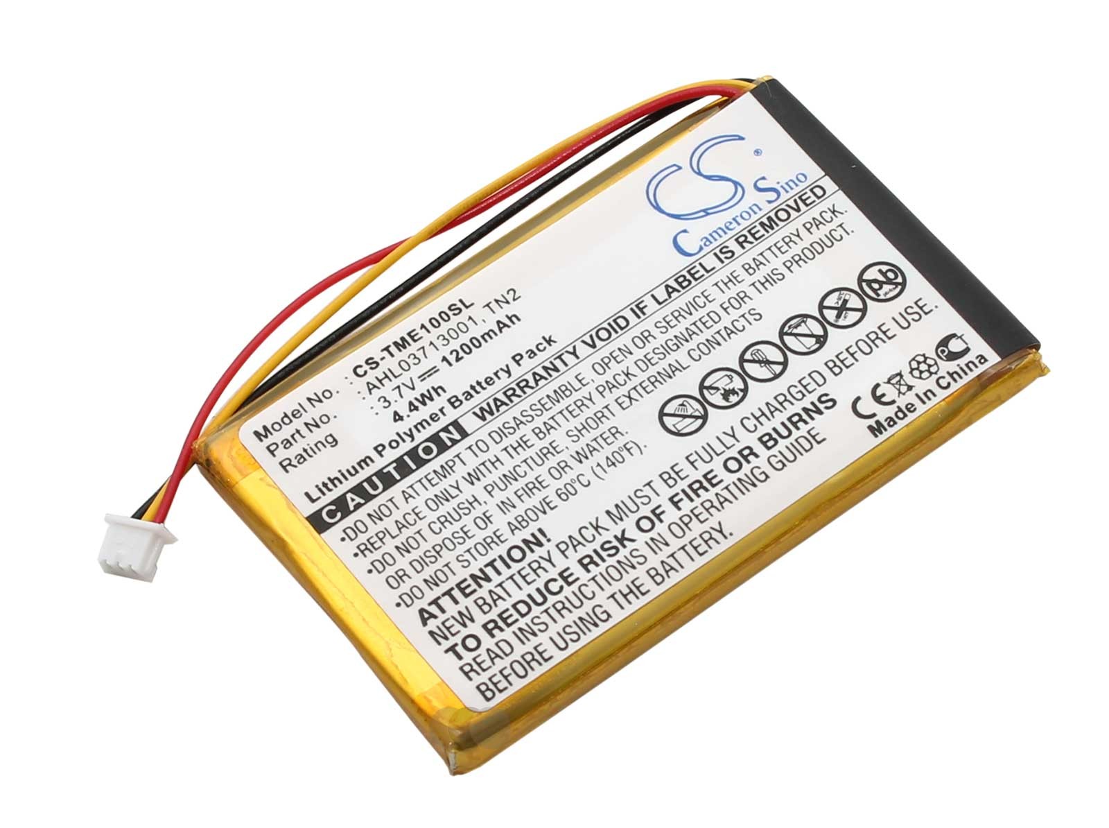 Alternativer Akku für TomTom AVN4430, Eclipse, TNS410 GPS Navigationsgerät mit 3,7 Volt und 1200mAH Kapazität, ersetzt den original Akku AHL03713001, TN2