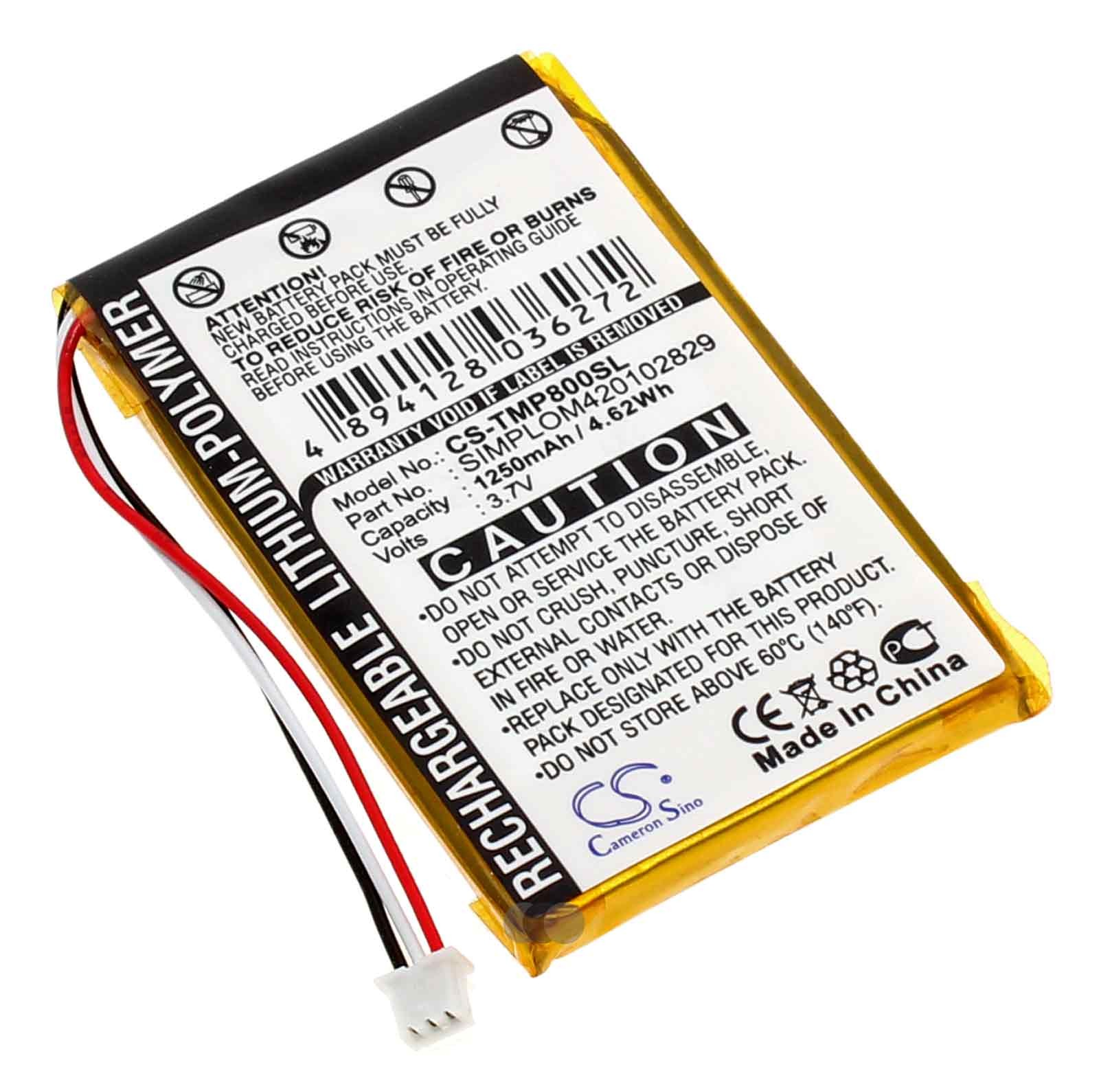3,7 Volt Akku TomTom Pro 8000 Navi ersetzt SIMPLOM420102829, mit 1250mAh Kapazität