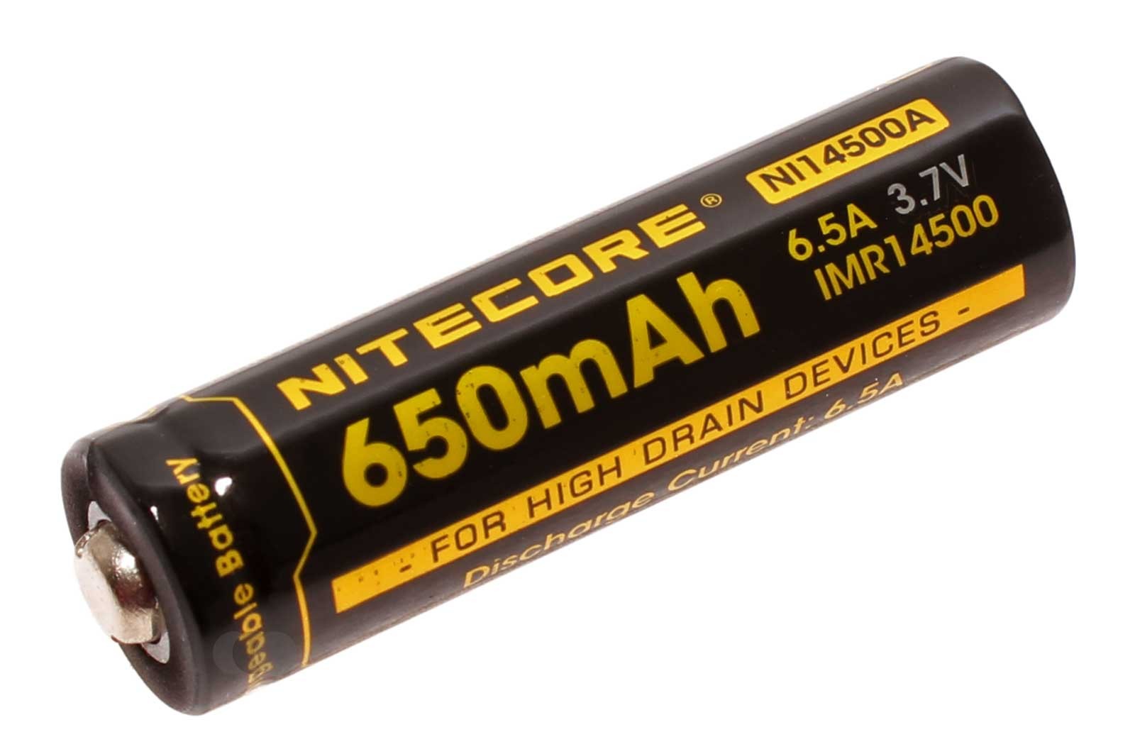 Nitecore IMR14500 Li-Ion Akku ungeschützt mit 3,7 Volt und 650mAh Kapazität, Modell NI14500A