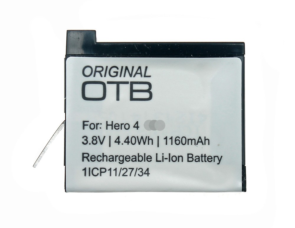 Alternativer Lithium-Ionen Akku für GoPro Hero4 Actioncam mit 3,8 Volt und 1160mAh Kapazität, ersetzt den original Akku AHDBT-401