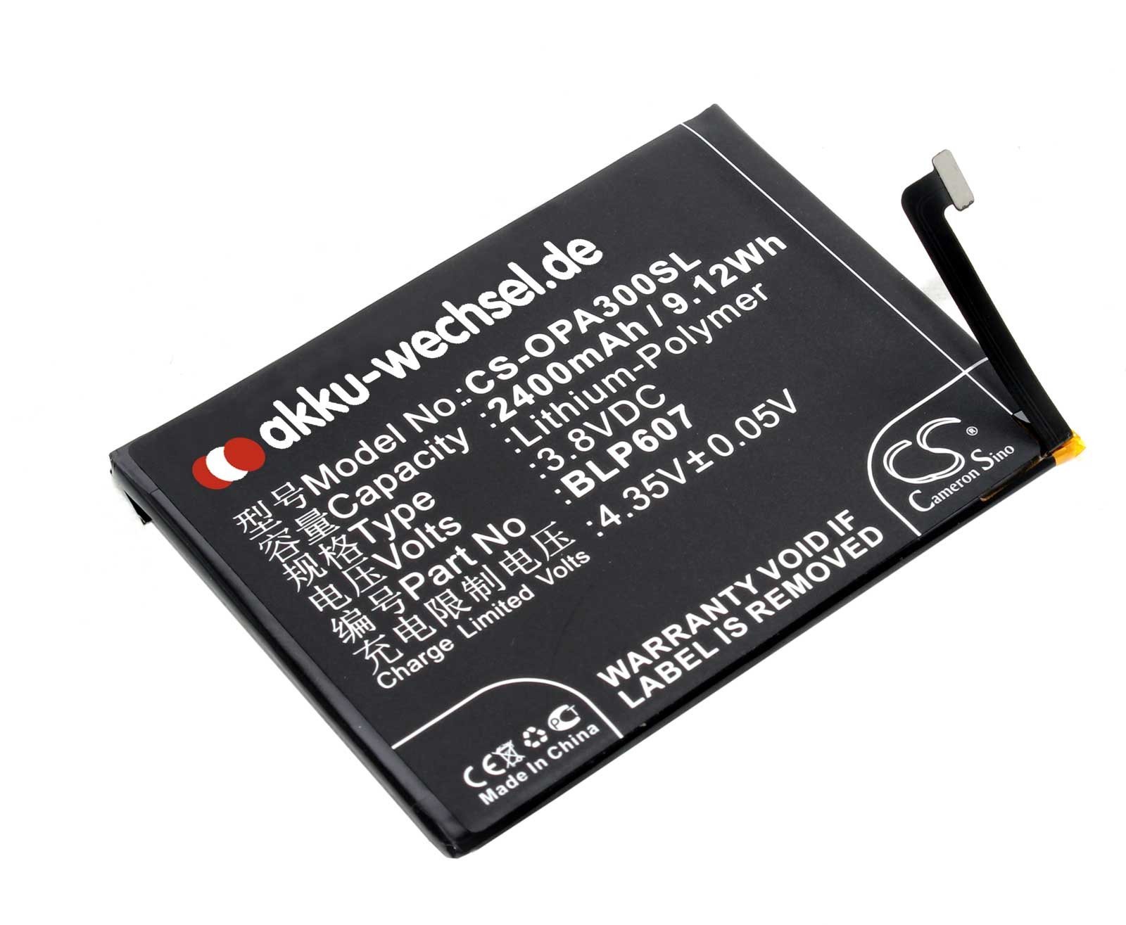 Alternativer Akku passend für Oneplus und Oppo Handys, Mobiltelefone, ersetzt BLP607