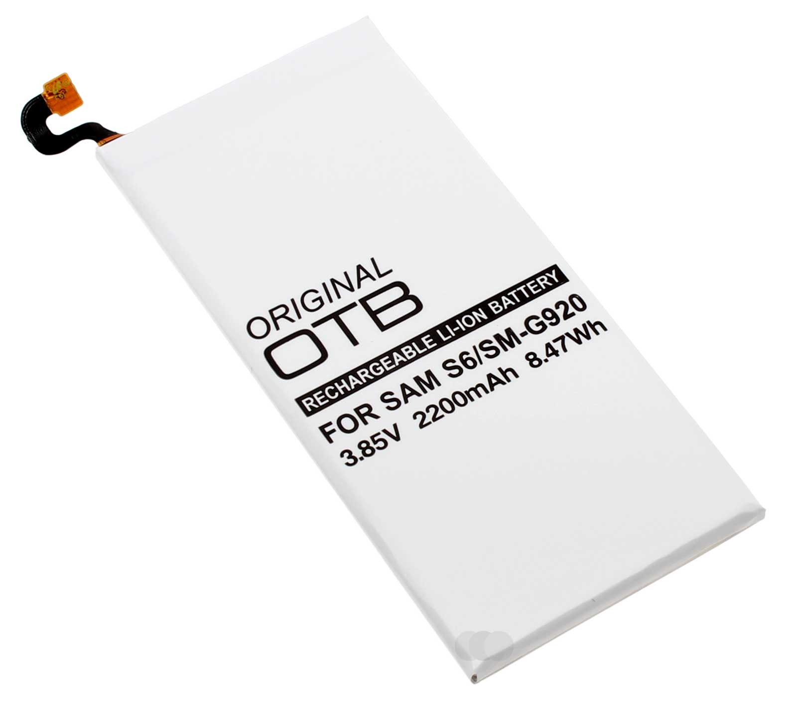 Alternativer Li-Ion Akku für Samsung Galaxy S6 (SM-G920) Handy, Smartphone, Mobiltelefon mit 3,8 Volt und 2200mAh Kapazität, ersetzt den original Akku EB-BG920A
