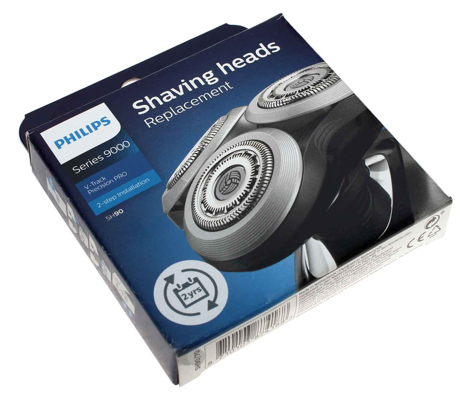 3 Ersatzscherköpfe original Philips V-Track Precision PRO für Rasierer Series 8000 und 9000 (SH90/60)
