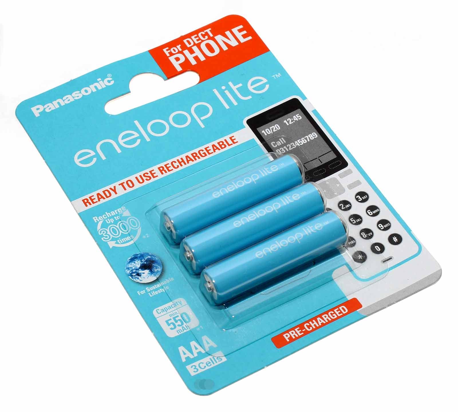 3er Pack Panasonic eneloop lite HR03 AAA Micro Akku, NiMH, BK-4LCCE/3DE, 1,2V, 550mAh