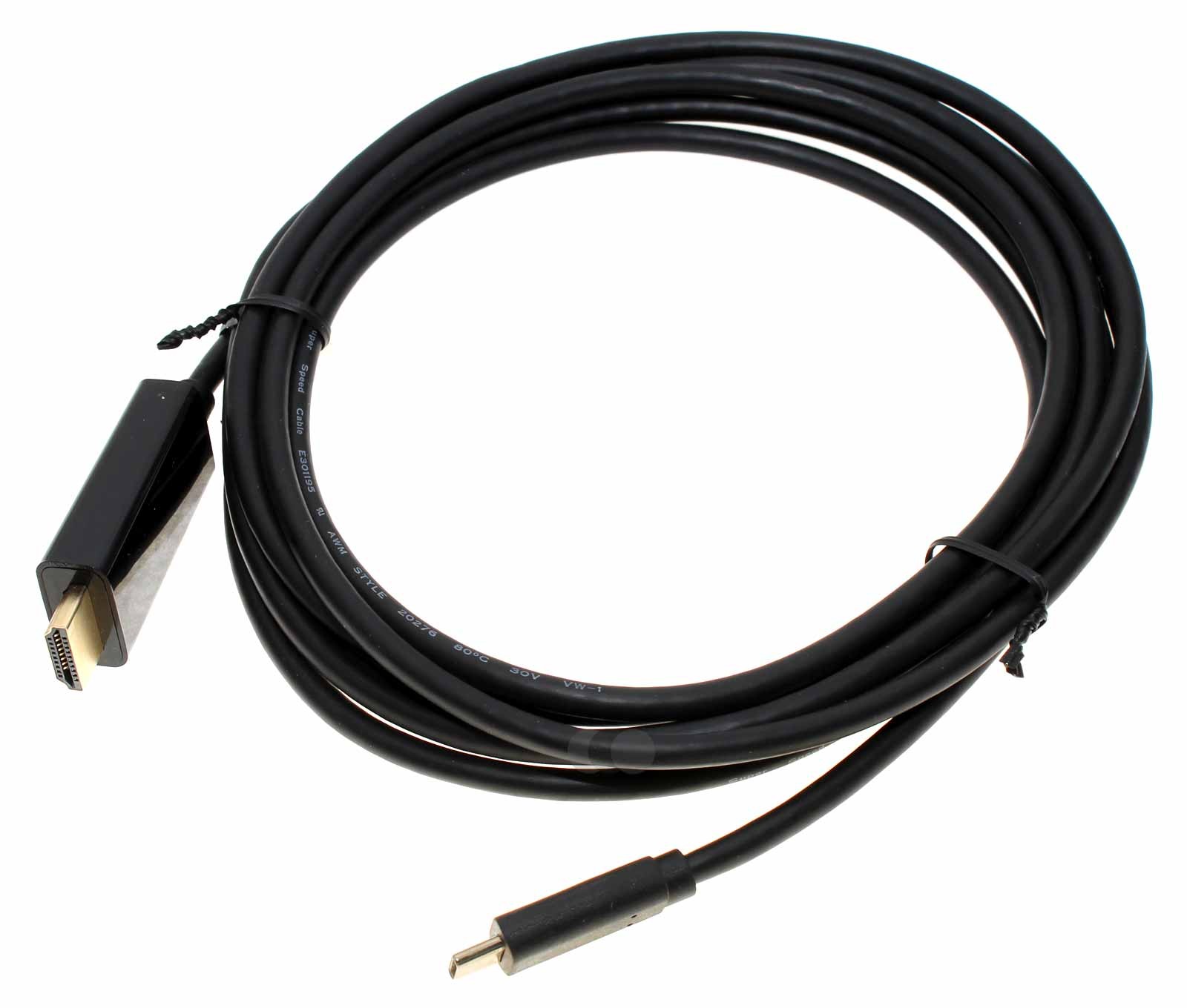 3 Meter langes Monitorkabel, TV-Anschlusskabel, HDMI-A-Stecker auf USB-C-Stecker in Farbe schwarz, 4K fähig, Hersteller Artikelnummer M132734