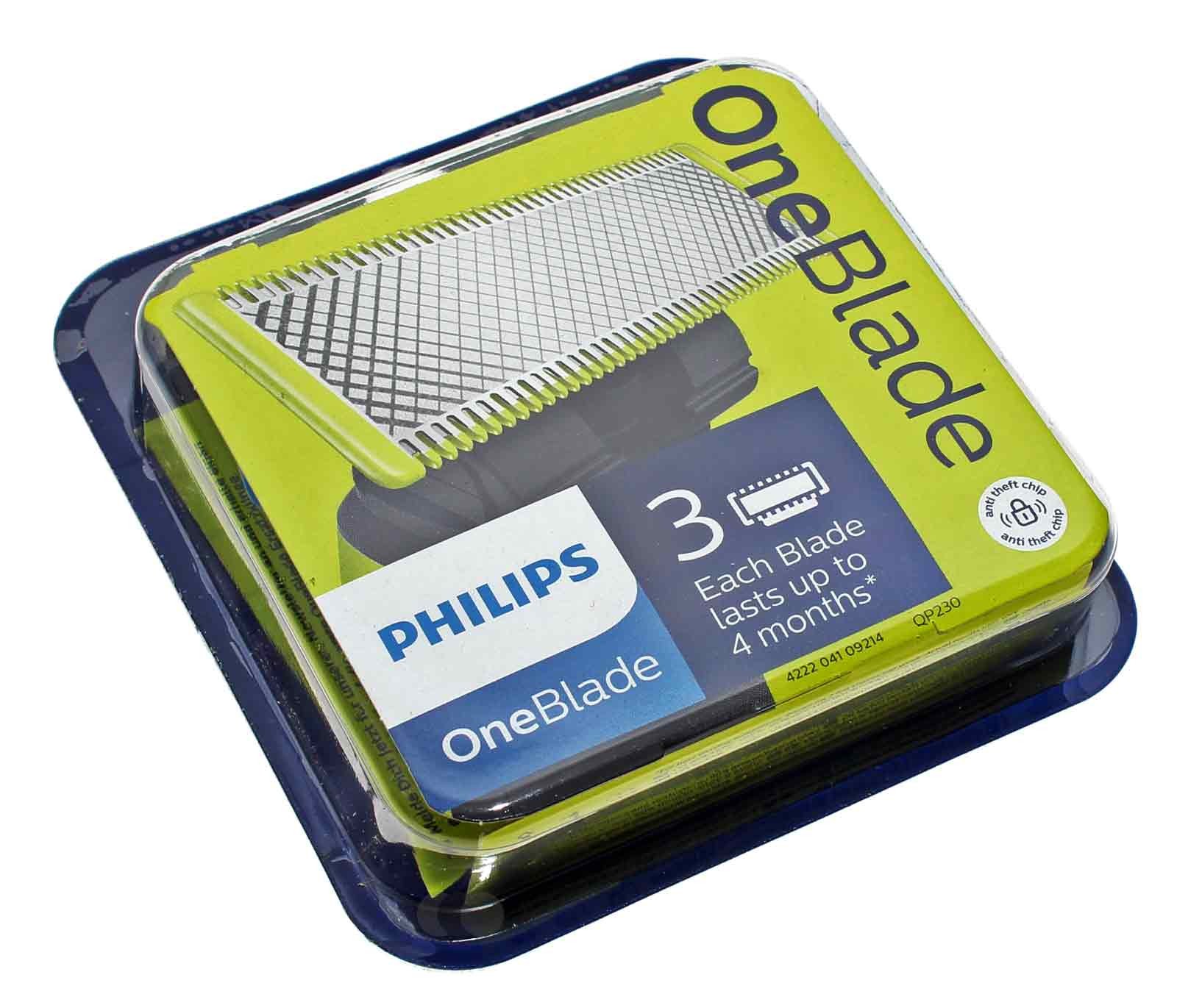 3x Philips OneBlade Ersatz-Klingen für alle OneBlade und OneBlade Pro Rasierer Bartschneider, QP230/50