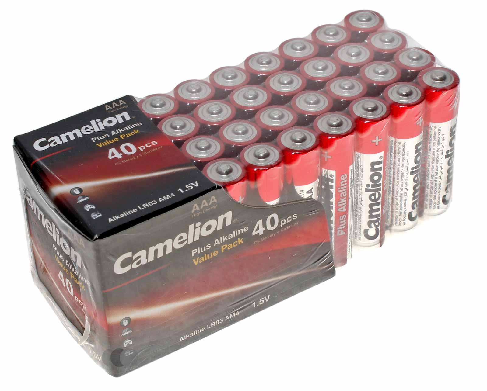 40 Stück Camelion LR03 [LR03-SP40HFB] AAA Micro Plus Alkaline Batterien mit 1,5 Volt und 1250mAh Kapazität