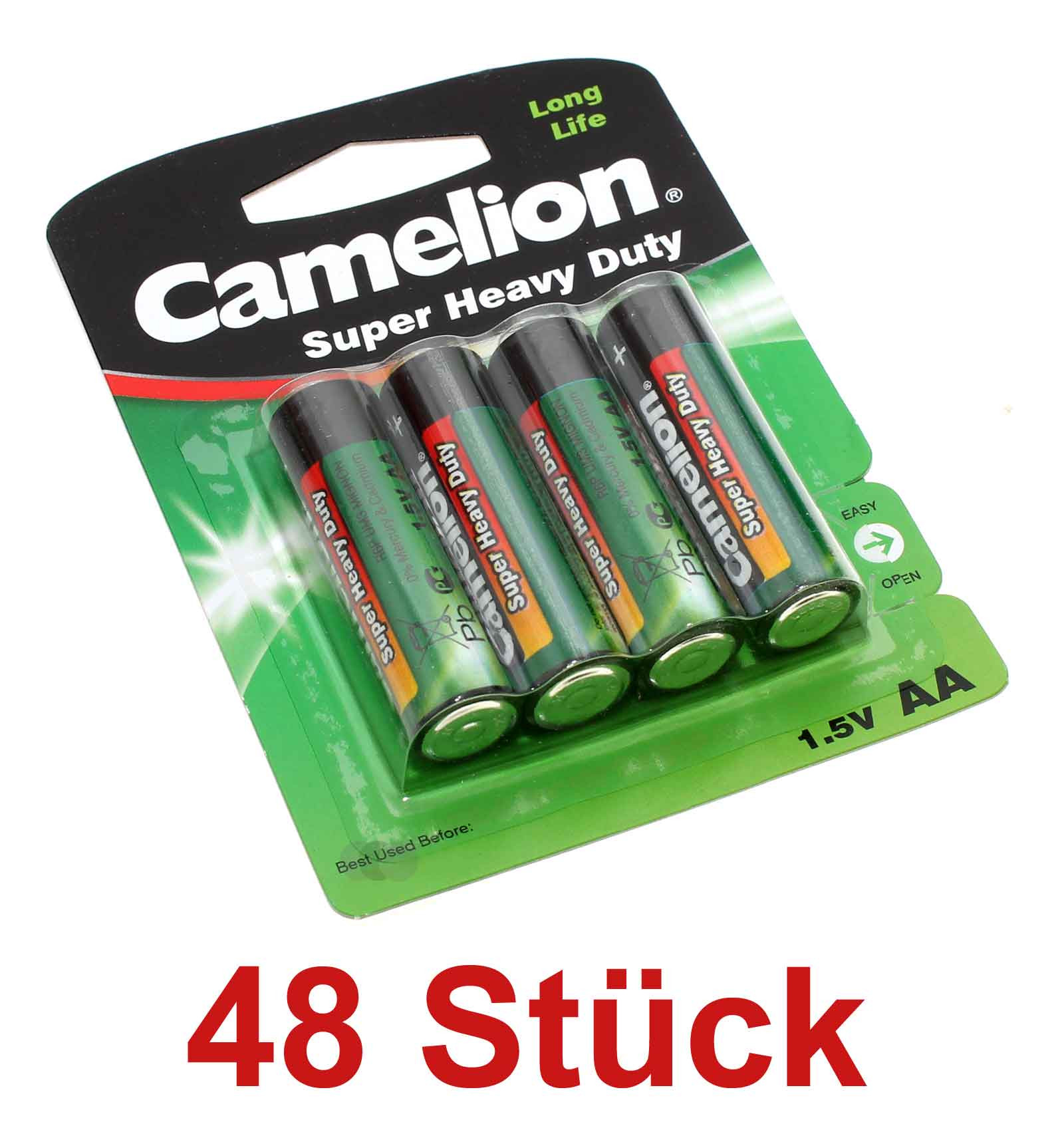 48x 4er Pack Camelion Super Heavy Duty AA Mignon Batterie, 1,5V, 1220mAh, R6P-BP4G, R6P, UM3
