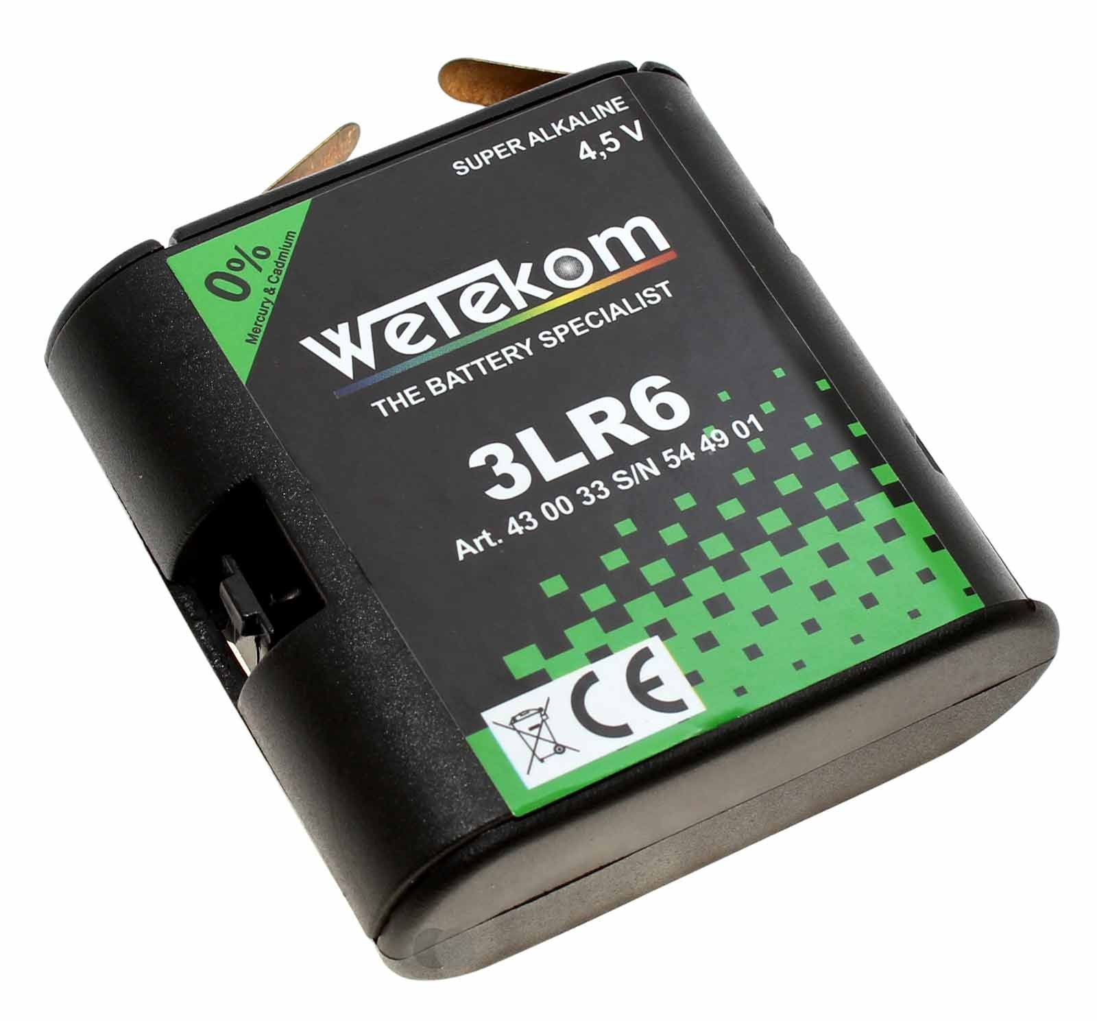 4,5V Flachbatterie 3LR6 Adapter Batteriebox, Wechselgehäuse mit 3x AA Mignon Batterie