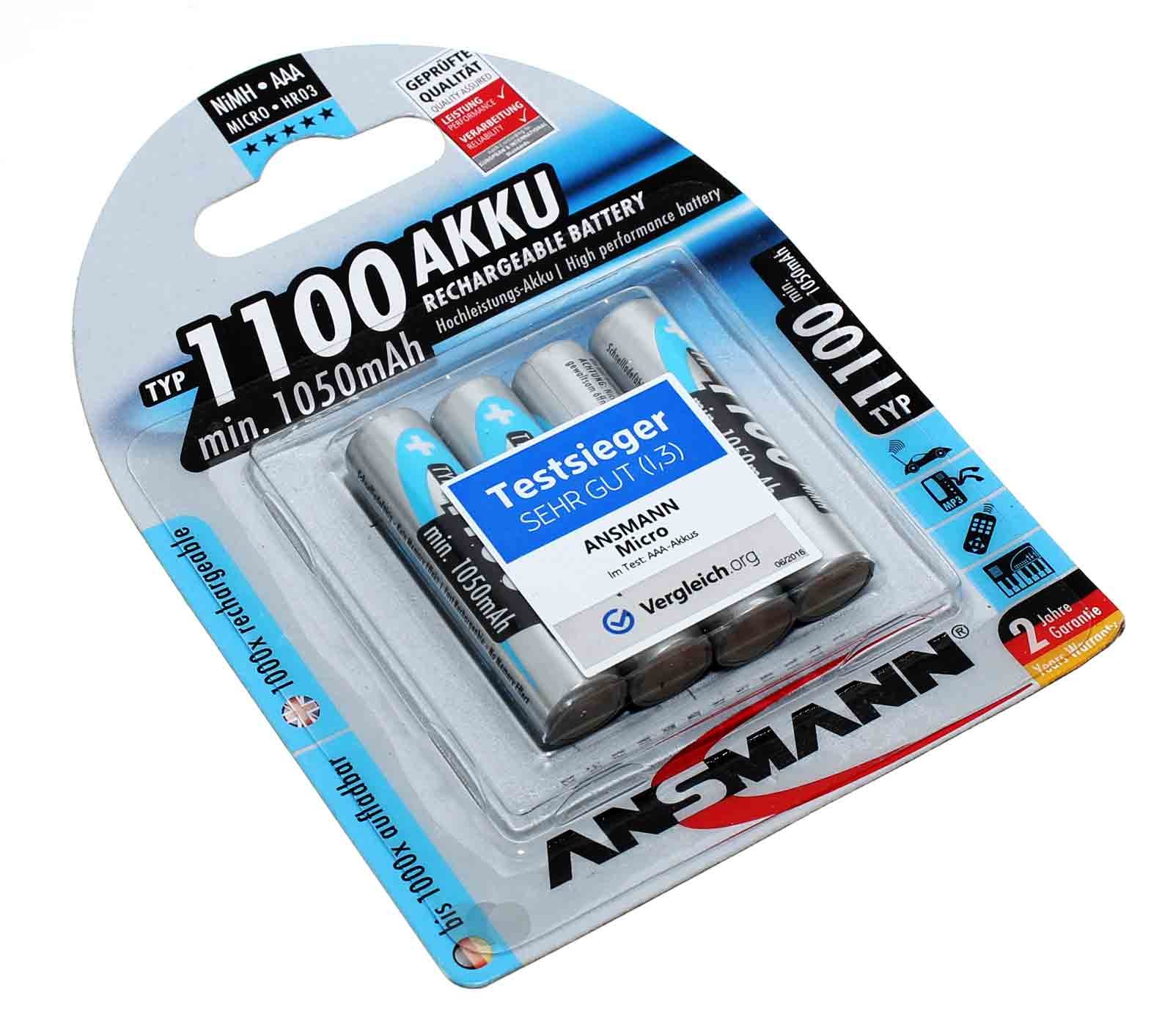 4er Blister ANSMANN Akku Micro AAA HR03NiMH50352321,2V 1100mAh 
