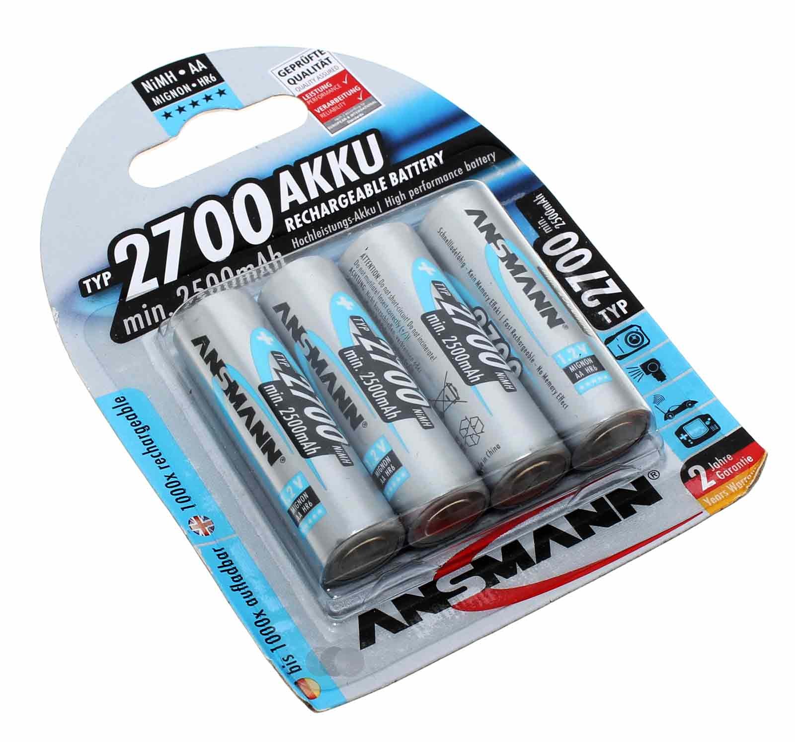 4er Blister ANSMANN Akku Mignon AA HR6, NiMH, 5030842, 1,2V, 2700mAh