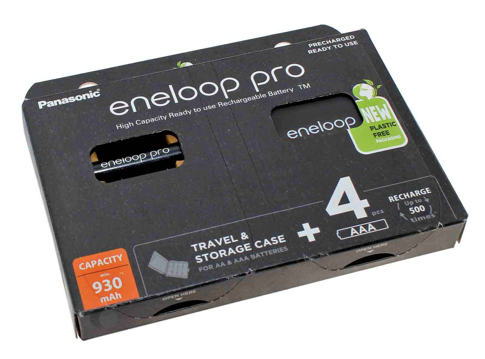 4er Pack Panasonic eneloop pro AAA HR03 Micro NiMH Akku mit Transportbox, BK-4HCDEC4BE, 1,2V, 930mAh