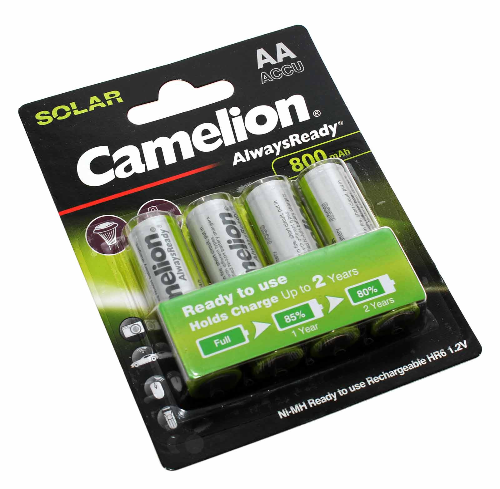 4x Camelion Always Ready Ni-MH Akkus AA Mignon HR6, 1,2V, 800mAh, Solar, Garten, Telefon