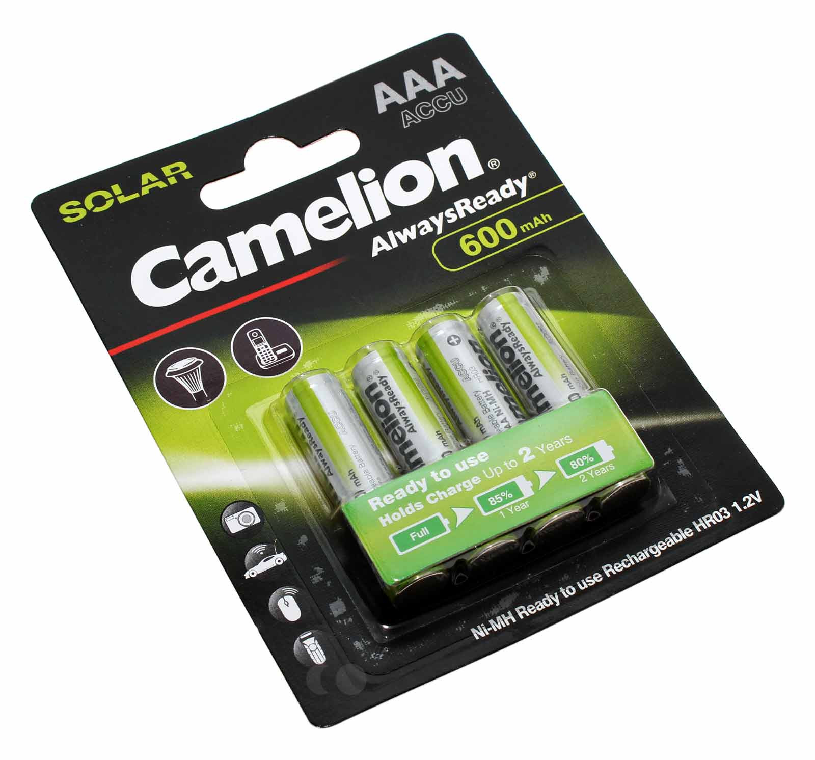 4x Camelion Always Ready Ni-MH Akkus AAA Micro HR03, 1,2V, 600mAh, Solar, Garten, Telefon