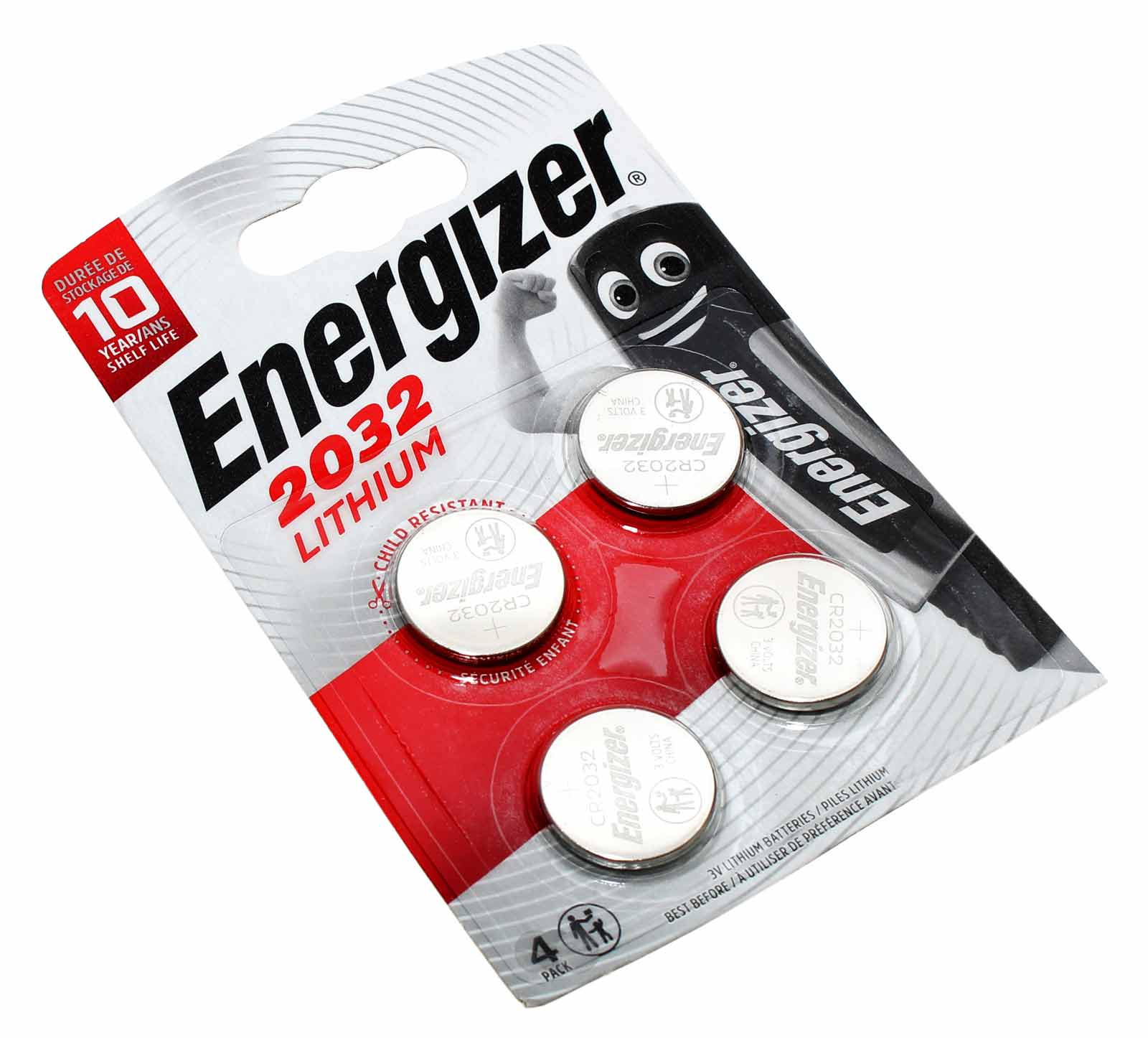 4x Energizer 2032 Lithium Knopfzelle Batterie (CR2032), 5004LC, KCR2032, LM2032, 3V, 240mAh