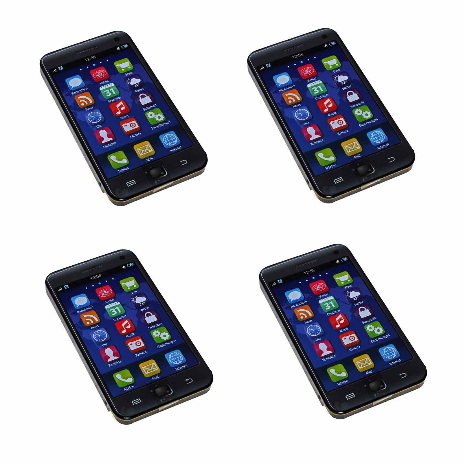 4x Metalldose im Smartphone Handy-Design mit 30g Edel-Schokolade gefüllt von Confiserie Heidel, witzige Geschenkidee