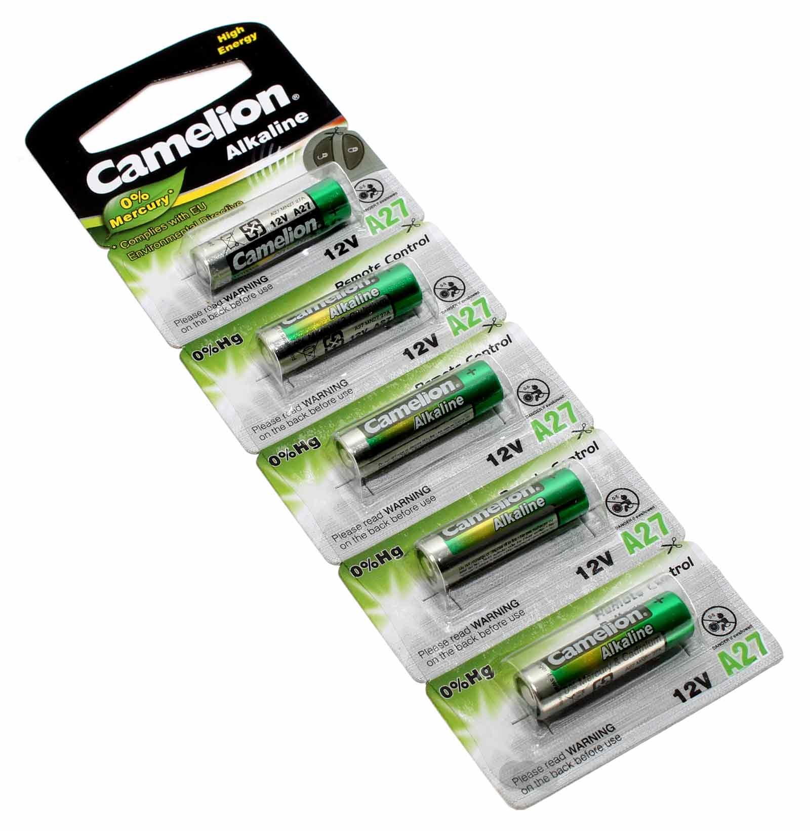 5er Pack Camelion A27 Batterie, wie G27A, MN27, GP27A, A27, L828, K27A, V27GA mit 12V und 16mAh