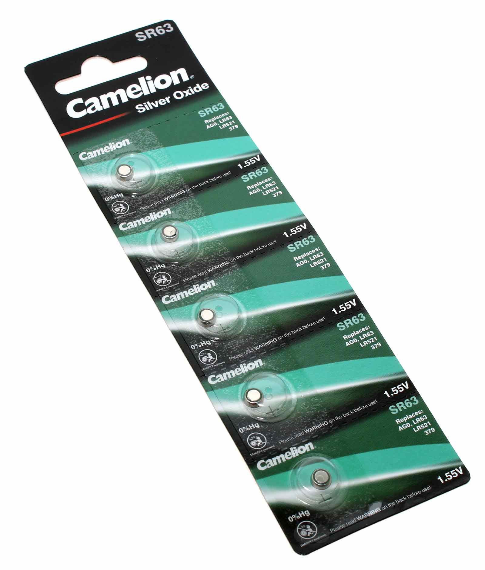 5x Camelion SR63 Knopfzelle Batterie, 280-59 379, 0GA, AG0, LR63, SB-AC, V0GA, 1,55V, 10mAh