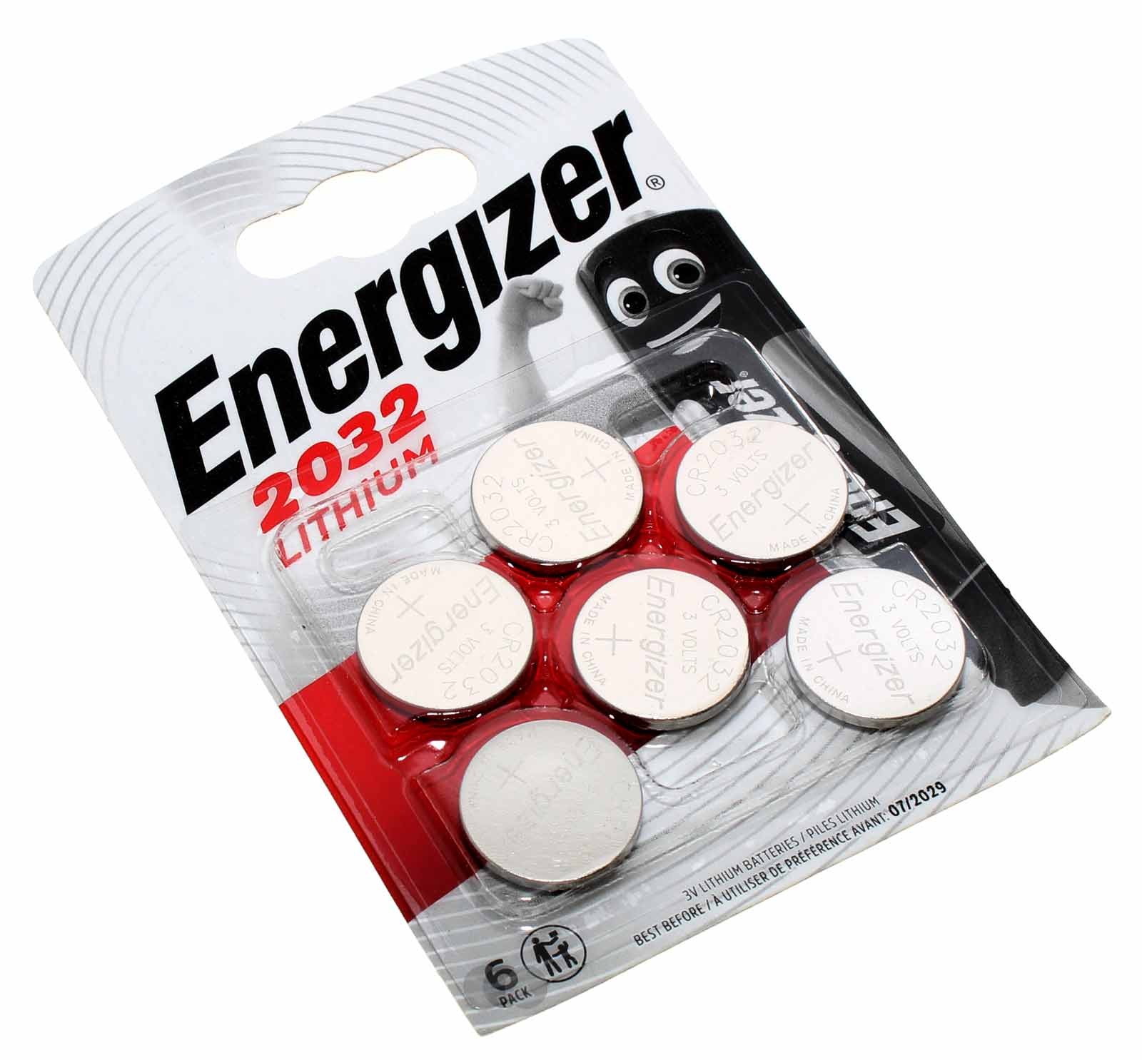 6er Blister Energizer CR2032 Lithium Knopfzelle wie BR2032, DL2032, ECR2032 mit 3V und 240mAh 