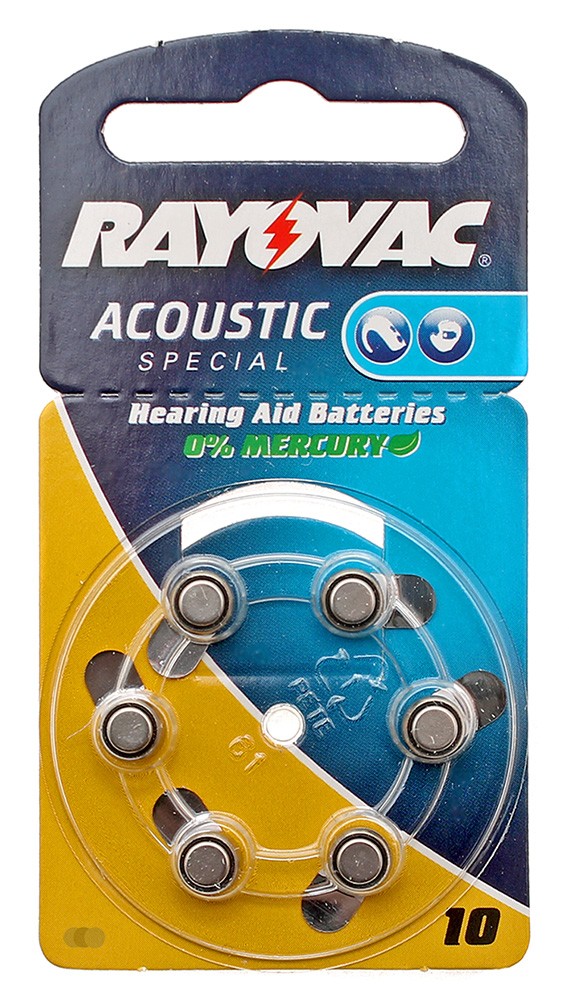 6er Pack Rayovac Knopfzelle Batterie Typ 10, PR70, für Hörgeräte, hearing aid, 1.45 Volt