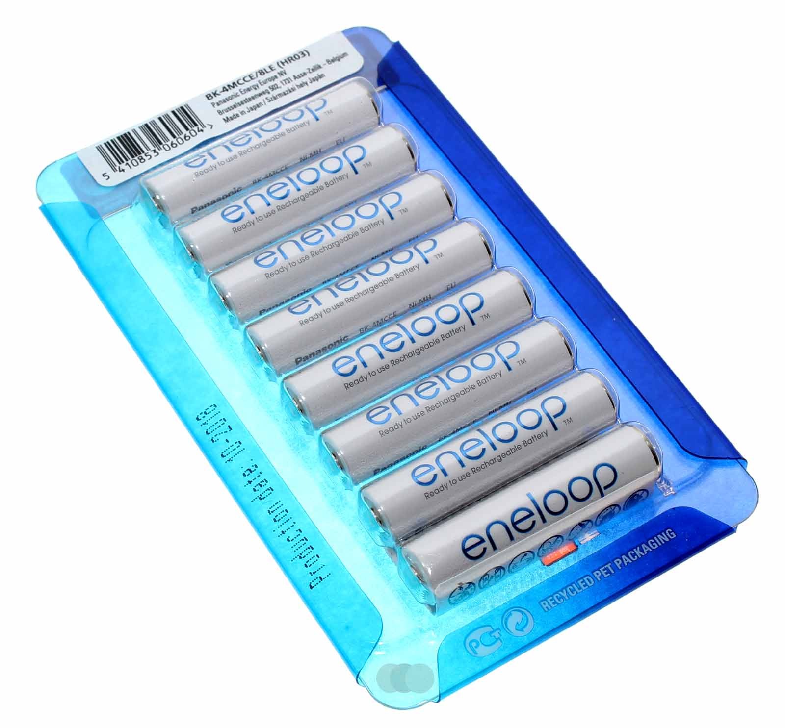 8er Pack Panasonic eneloop AAA HR03 Micro NiMH Akku, 1,2V, 750mAh, BK-4MCCE/8LE