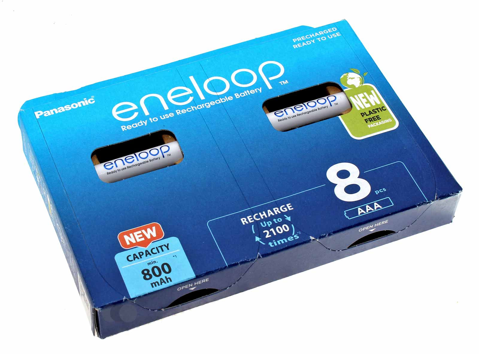 8er Pack Panasonic eneloop AAA HR03 Micro NiMH Akku, 1,2V, 800mAh, BK-4MCDE/8BE