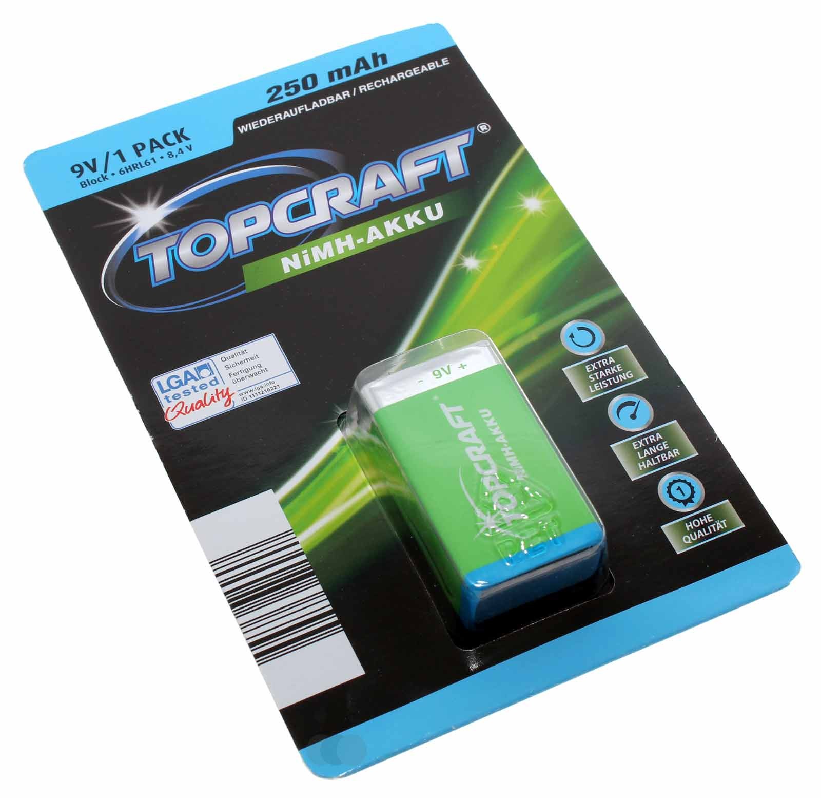Tensai 8,4V Block 6LR61 6F22 PP3 9 Volt Akku Ni-MH aufladbare Batterien 270 mAh 