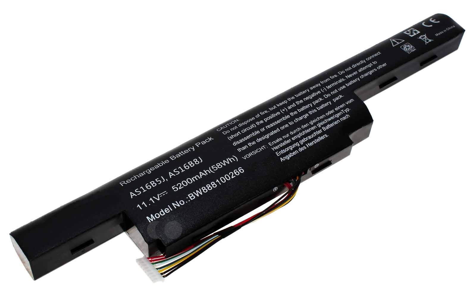 Akku für Acer E5-774G-52GA / ASPIRE E17 E5-575-300V, ASPIRE E5-575 u.a. Notebooks, ersetzt AS16B5J, AS16B8J, KT.00605.002, KT.0060G.001, 11,1V, 5200mAh