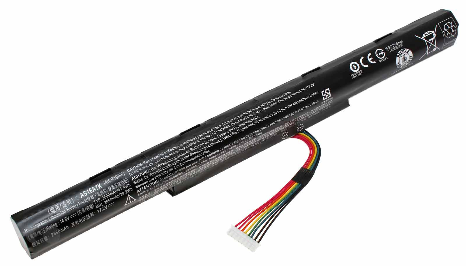 Alternativer Lithium-Ionen Akku für Acer Notebooks, Laptops mit 14,8 Volt und 2200mAh Kapazität, ersetzt AS16A5K, KT.0040G.007 u.a.