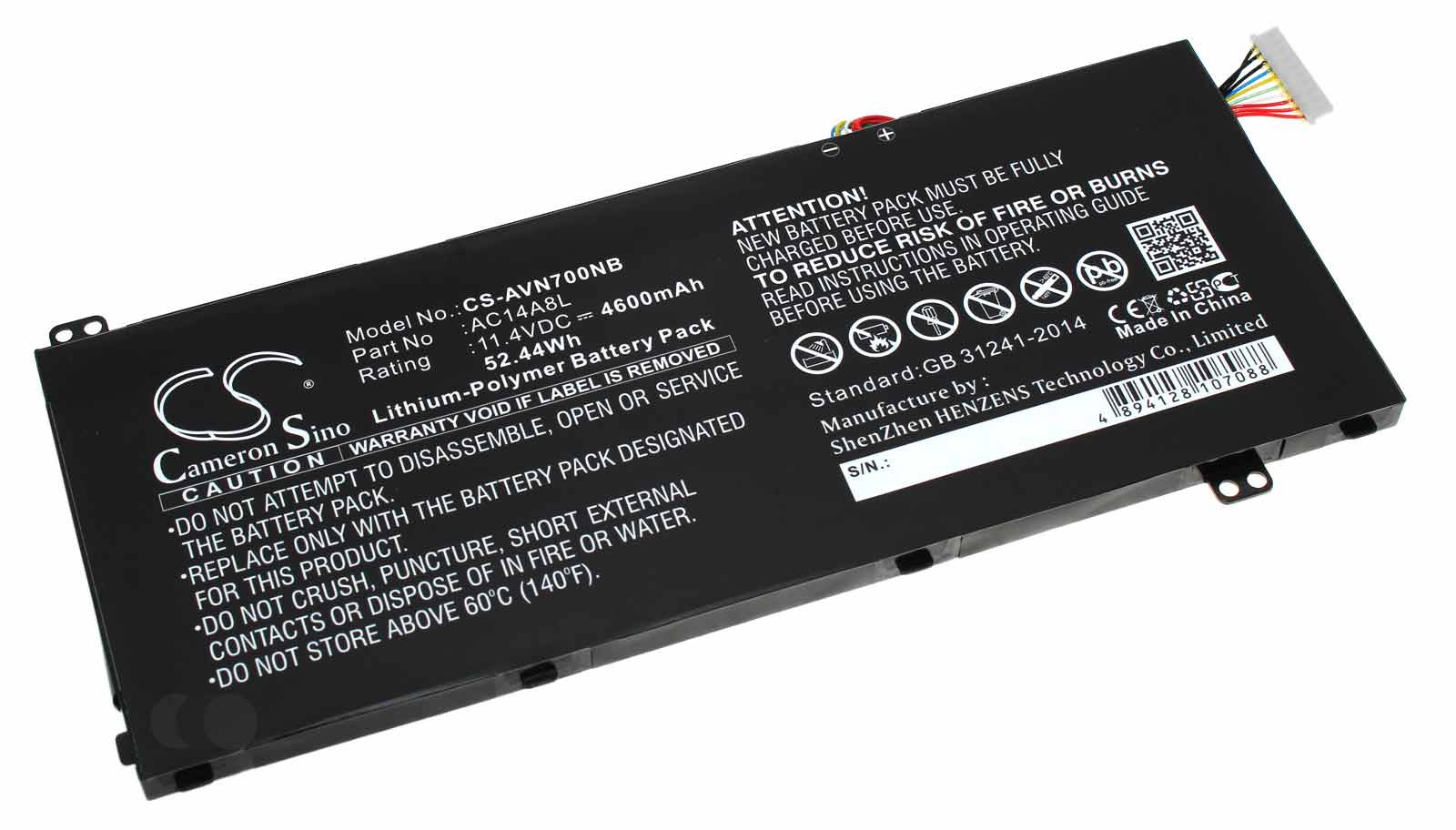 Akku für Acer Aspire VN7 | ersetzt AC14A8L, AC14A8L(3ICP7/61/80), KT.0030G.001, AC15B7L, 11,4V, 4600mAh