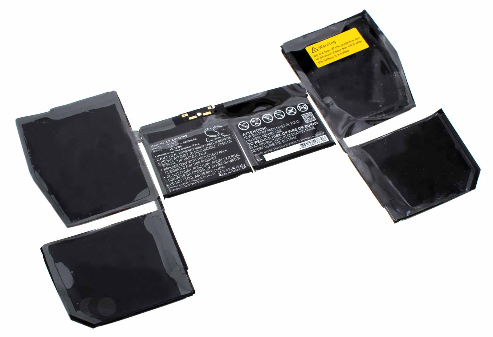 Akku für Apple MacBook 12" Retina A1534, ersetzt A1527, A1705, 613-01926 u.a., 7,55V, 5300mAh