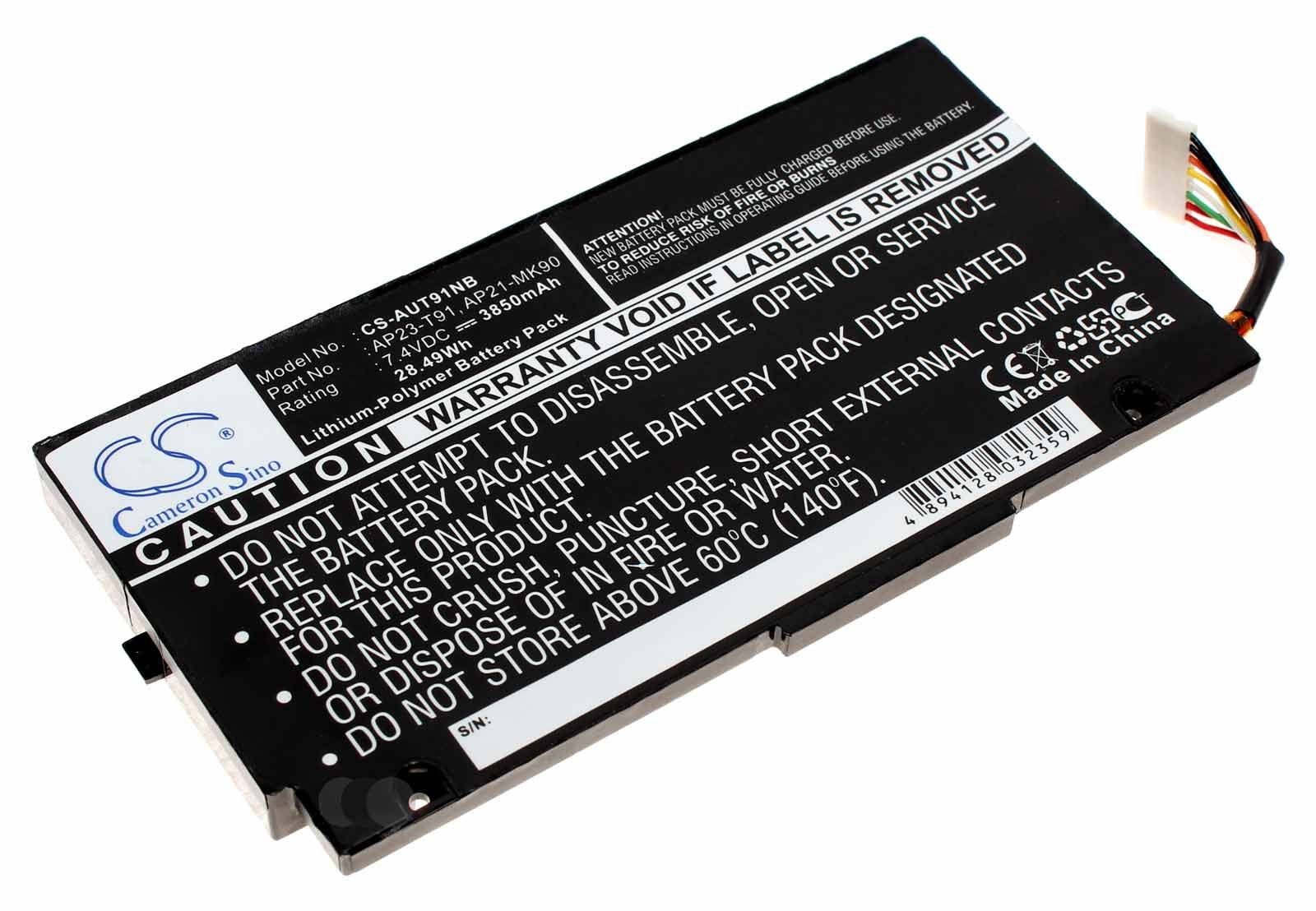 Akku für Asus Eee PC T91 MT T91 SA Tablet Convertible, ersetzt 07G031001300, AP21-MK90, AP23-T91, 7,4V, 3850mAh