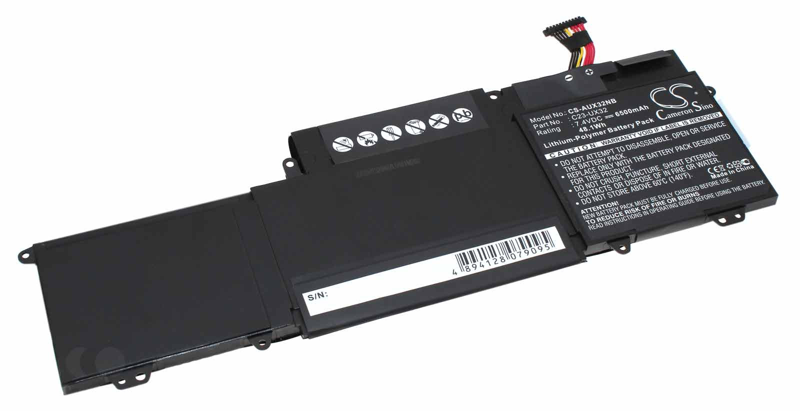 Akku für Asus Zenbook UX32 VivoBook U38N u.a., ersetzt 0B200-00070100, 7,4V, 6500mAh