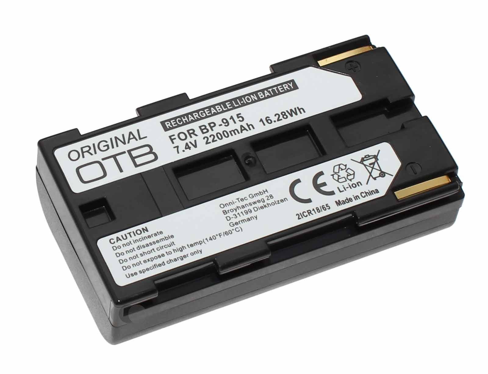 Alternativer Akku für Canon XHG1, XL1, XL1S, XL2, XL H1, XM1, XM2 u.a., ersetzt BP-915, 7,4V, 2200mAh